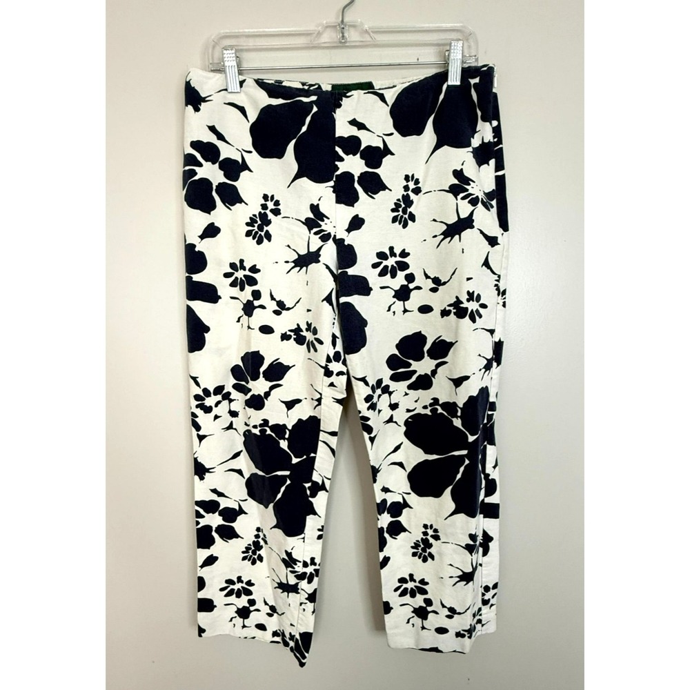 Lauren Ralph Lauren Women's Pants Size 12 Floral Straight Leg Cotton Ankle